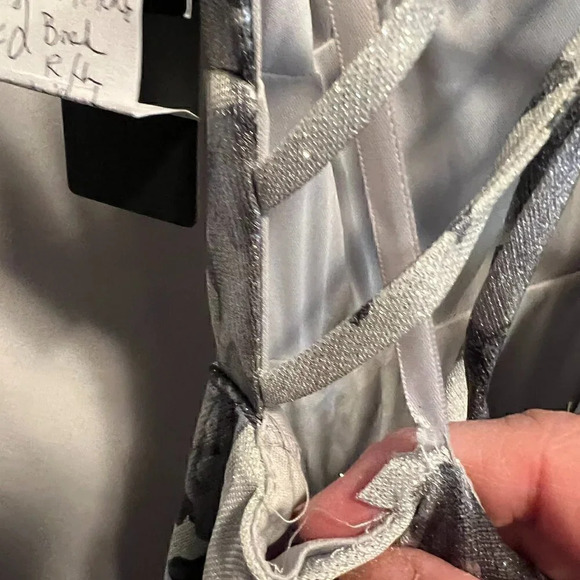 City Studios Juniors Lace-Up Floral Glitter Silver Charcoal Ball Gown Formal sz5 - Picture 15 of 16